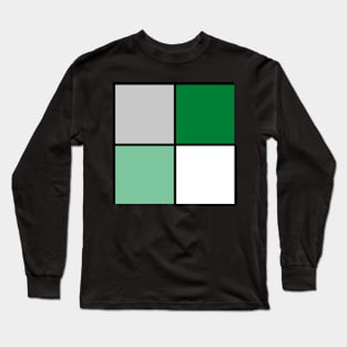 TWO TONE GREEN LIGHT GREEN SQUARE MINIMALIST GRAY BLOCK BLACK LINE RETRO GEOMETRIC SEAMLESS PATTERN FOR SUMMER Long Sleeve T-Shirt